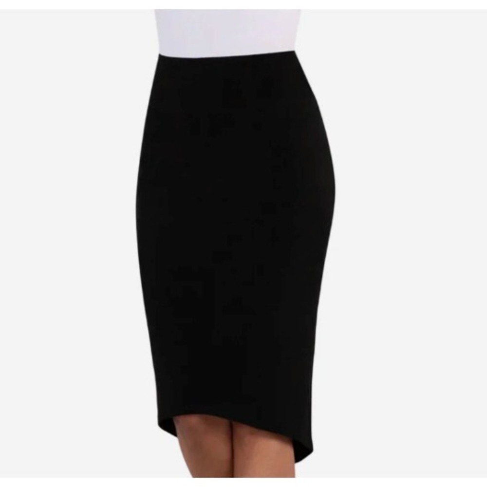 Sympli Pencil Drop Skirt size 8 Short Black Stretch Jersey $185 NWT